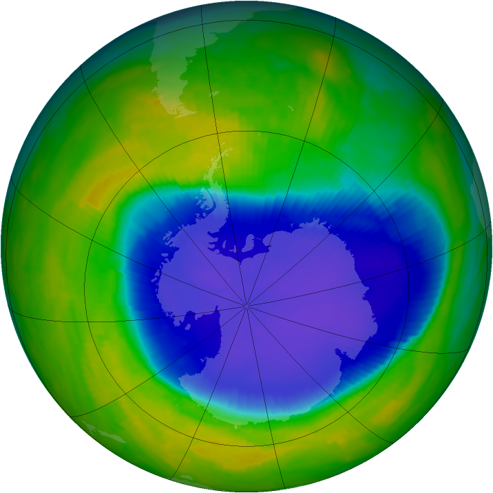 Antarctic ozone map for 05 November 1996